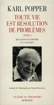 Couverture du livre « Toute vie est resolution de problemes-2 » de Popper/Guerin aux éditions Actes Sud