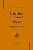 Couverture du livre « Mémoires et journal (1777-1867) » de Jean Pons et Guillaume Viennet aux éditions Honore Champion