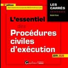 Couverture du livre « L'essentiel des procédures civiles d'exécution (édition 2019/2020) » de Natalie Fricero aux éditions Gualino