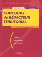 Couverture du livre « Le Concours De Redacteur Territorial ; Categorie B » de Mokhtar Lakehal aux éditions Vuibert