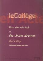 Couverture du livre « Peri ton tou theou - manuscrit inedit, redige entre 1920-39 » de Paul Valery aux éditions Kime