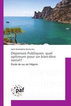 Couverture du livre « Depenses publiques: quel optimum pour un bien-etre social? - etude de cas de l'algerie » de Benloulou S B. aux éditions Editions Universitaires Europeennes