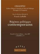 Couverture du livre « CRADPEC Tome 1 ; régimes politiques contemporains (édition 2007) » de Franck Laffaille aux éditions Mare & Martin