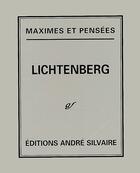 Couverture du livre « Maximes et pensees » de Lichtenberg aux éditions Silvaire Andre