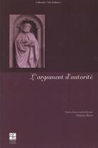 Couverture du livre « Argument d'autorite » de Federico Bravo aux éditions Pu De Saint Etienne