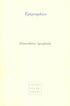 Couverture du livre « Épigraphies » de Démosthène Agrafiotis aux éditions Virgile