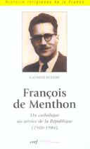 Couverture du livre « François de Menthon » de Laurent Ducerf aux éditions Cerf