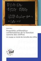 Couverture du livre « Proprietes arithmetico-combinatoires de la fonction somme des chiffres » de Aloui-K aux éditions Presses Academiques Francophones