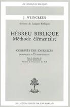 Couverture du livre « Hebreu biblique corrige des exercices » de La Maisonneuve Domin aux éditions Beauchesne