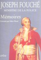 Couverture du livre « Memoires » de Fouche/Plenel aux éditions Arlea