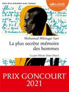 Couverture du livre « La plus secrete memoire des hommes - livre audio 2 cd mp3 » de Sarr Mohamed Mbougar aux éditions Audiolib