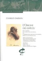 Couverture du livre « L'origine des espèces » de Charles Darwin aux éditions Honore Champion