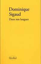 Couverture du livre « Dans nos langues » de Dominique Sigaud aux éditions Verdier