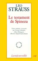 Couverture du livre « Le testament de Spinoza » de Strauss L aux éditions Cerf