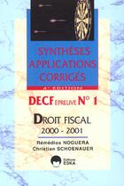 Couverture du livre « Droit fiscal 2000-2001/4ed/sac » de Noguera/Schoenauer aux éditions Eska