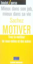 Couverture du livre « Sacher motiver » de  aux éditions Pearson