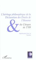 Couverture du livre « L'heritage philosophique de la declaration des droits de l'homme et du citoyen de 1789 - significati » de Perina/Dussel/Bangou aux éditions L'harmattan