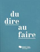 Couverture du livre « Du dire au faire » de  aux éditions Mac Val