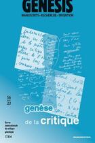 Couverture du livre « Genesis 56. genese de la critique litteraire » de Claude Coste aux éditions Sorbonne Universite Presses