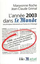 Couverture du livre « L'année 2003 dans 