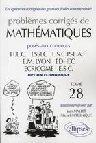 Couverture du livre « Mathematiques hec 2006-2007 - tome 28 (option economique) » de Mallet/Miternique aux éditions Ellipses