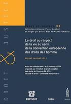 Couverture du livre « Le droit au respect de la vie au sens de la Convention européenne des droits de l'homme » de Michel Levinet aux éditions Anthemis