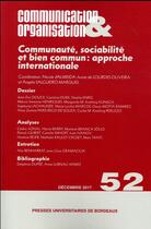 Couverture du livre « Communaute, sociabilite et bien commun: approche internationale » de De Lourdes Oliveira aux éditions Pu De Bordeaux