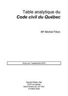 Couverture du livre « Table analytique du code civil du Québec » de Michel Filion aux éditions Gaudet