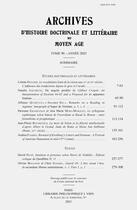 Couverture du livre « Archives d'Histoire littéraire et doctrinale du Moyen Âge LXL - 2023 » de Guiral Ot et Herve De Nedellec aux éditions Vrin