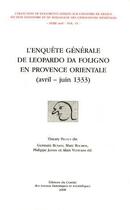 Couverture du livre « L enquete generale de leopardo da foligno en provence orientale 1333 » de Thierry Pecout aux éditions Cths Edition