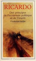 Couverture du livre « Des principes de l'économie politique et de l'impôt » de David Ricardo aux éditions Flammarion