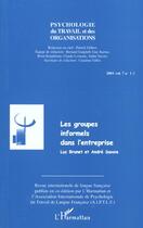 Couverture du livre « Les groupes informels dans l'entreprise (vol. 7, n 1-2) - vol07 » de  aux éditions L'harmattan