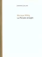 Couverture du livre « La Pensee Straight » de Monique Wittig aux éditions Balland