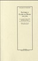 Couverture du livre « Lettres à Claire de Duras (1814-1828) » de Alexandre Von Humboldt aux éditions Manucius