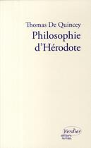 Couverture du livre « Philosophie d'Hérodote » de Thomas De Quincey aux éditions Verdier