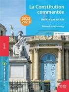Couverture du livre « Fondamentaux - la constitution commentee 2022-2023 » de Formery Simon-Louis aux éditions Hachette Education