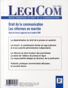 Couverture du livre « REVUE LEGICOM N.45 ; droit de la communication : les réformes en marche » de Revue Legicom aux éditions Victoires