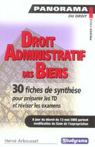 Couverture du livre « Droit administratif des biens » de Herve Arbousset aux éditions Studyrama