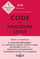 Couverture du livre « Code de procédure civile annoté (édition 2018) » de  aux éditions Dalloz