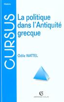 Couverture du livre « La Politique Dans L'Antiquite » de Odile Wattel aux éditions Armand Colin