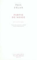 Couverture du livre « Partie de neige » de Paul Celan aux éditions Seuil