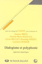 Couverture du livre « Dialogisme Et Polyphonie » de Rosier aux éditions Duculot