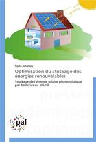 Couverture du livre « Optimisation du stockage des energies renouvelables » de Achaibou-N aux éditions Presses Academiques Francophones