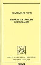 Couverture du livre « Discours sur l'origine de l'inégalité » de  aux éditions Fayard