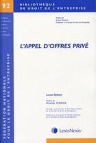 Couverture du livre « L appel d offres prive bibliotheque n 92 » de Bettoni Lucas aux éditions Lexisnexis