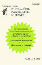 Couverture du livre « La mutualite agricole:actualite et perspectives (vol 76 n.3 1990) » de  aux éditions Lavoisier Diff