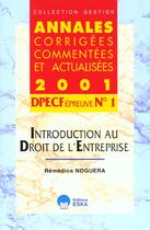 Couverture du livre « Introduction droit entreprise dpecf 1 » de Remedios Noguera aux éditions Eska