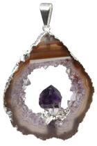 Couverture du livre « Pendentif argente - geode d' agate avec pointe amethyste » de  aux éditions Dg-exodif