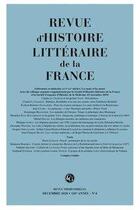 Couverture du livre « Revue d'histoire litteraire de la france - 4 - 2020, 120e annee - n 4 » de Alain Genetiot aux éditions Classiques Garnier
