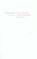 Couverture du livre « Lettre a rene char sur les incompatibilites de l ecrivain » de Bataille/Alechinsky aux éditions Fata Morgana